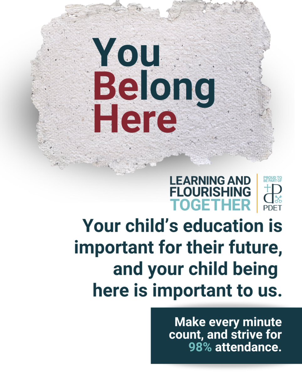 BarbyCEPrimary's tweet photo. Every school day counts! Your child’s education shapes their future, and their presence in school is essential to us. Let’s work together to make every minute matter and aim for 98% attendance.
#ProudtobePDET

The importance of being here: Striving for 98% attendance https://t.co/Zt9b27cmhf