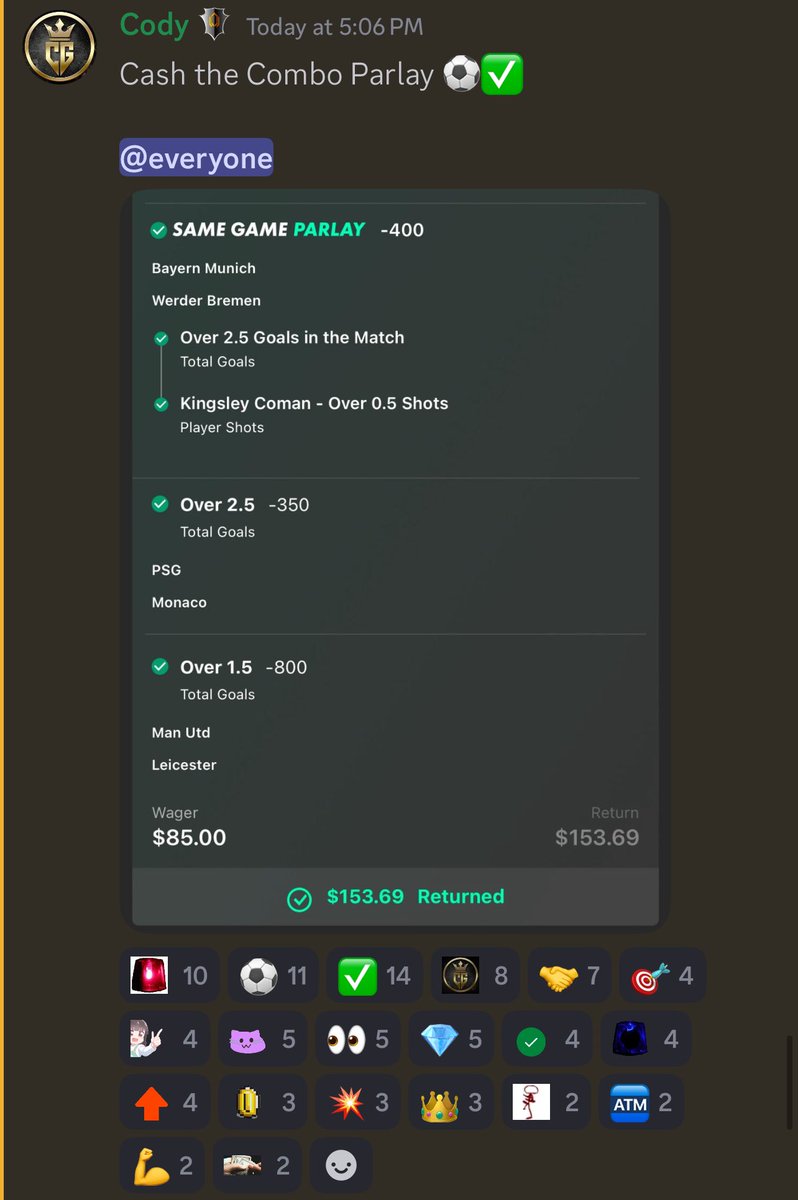 InCodyWeTrust1's tweet photo. 7 Soccer Wins to start the day ⚽️✅🔥

Musiala x Dembele (+120) ✅
PSG SGP (+128) ✅
SGP+ (-115) ✅
Kane SGP ✅
Marius Goal (+185) ✅
SGP+ (-125) ✅
Porto/Sporting BTTS ✅

📱🔗 https://t.co/JRlGCJkl75 https://t.co/uqbydGdvma