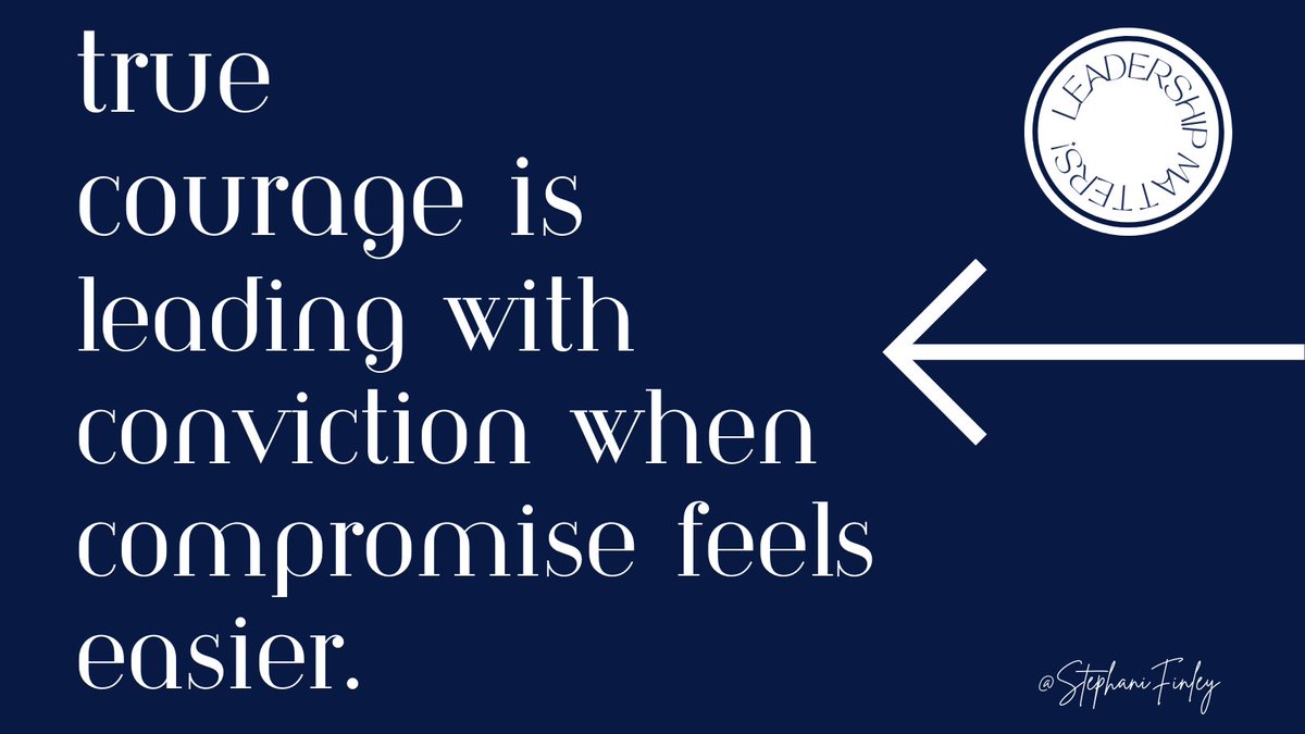 StephaniFinley's tweet image. In your #leadership journey, there will be times when taking a stand feels isolating. Be prepared. When pressure mounts, it can be tempting to water down your values. Remember COURAGE lies in staying true to what is right, not what is convenient. 
Lead with #INTEGRITY. #Friday