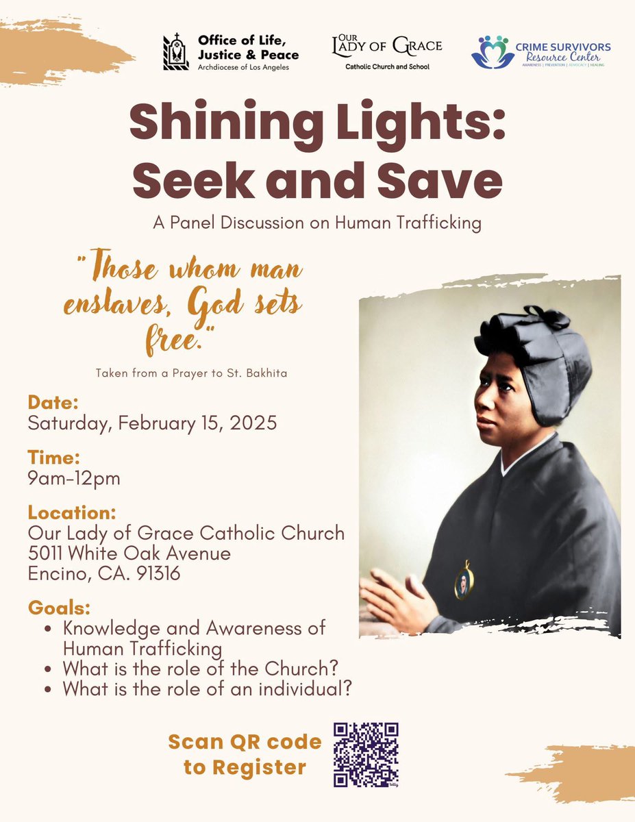 Join us on February 15 for an important panel discussion on Human Trafficking.

Together, we can raise awareness and take action! 
Register: docs.google.com/.../1FAIpQLSeN…

#EndHumanTrafficking #AwarenessMatters #CommunityAction #HumanRights