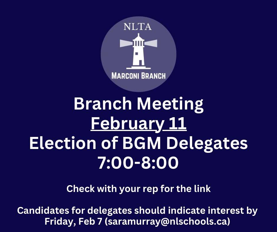 We will be electing delegates for BGM. If you would like to be a delegate, let us know and prepare a short speech to tell members why. Voting will take place at the meeting.