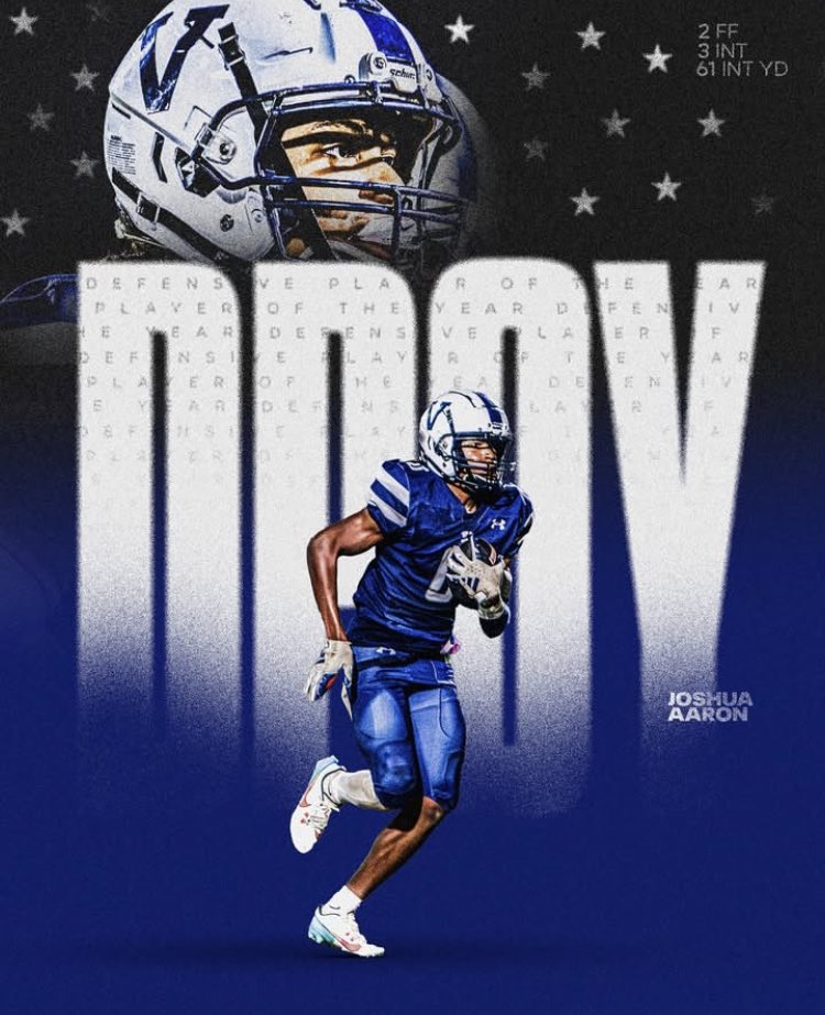 Team Captain 
1,065 All Purpose Yards
13 Total TDs
3 Interceptions 
56 Tackles
2 PBUs
1 FF

<a href="/Thee1J/">Joshua Aaron</a> is your 
Western League Defensive Player of the Year