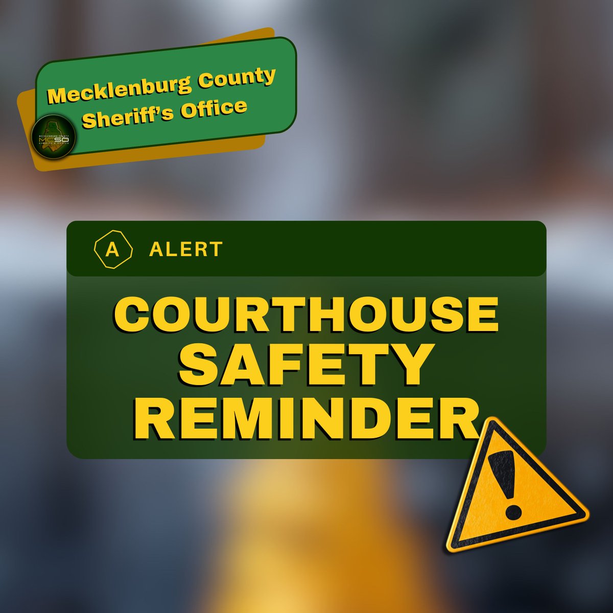 MeckSheriff's tweet image. SAFETY ALERT! Please be mindful of what you bring into the courthouse. Just as a reminder, guns and other prohibited items are STRICTLY forbidden within the courthouse. Learn more at the Mecklenburg County Courthouse website. 

#knowtherules #LawEnforcement #MeckSheriff