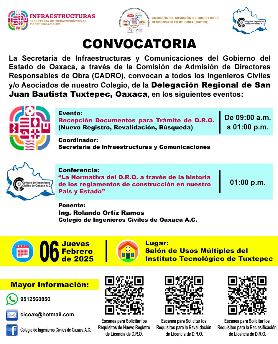 Seremos sede de un importante evento organizado por la  Secretaría de Infraestructura y Comunicaciones del Gobierno del Estado  de Oaxaca!