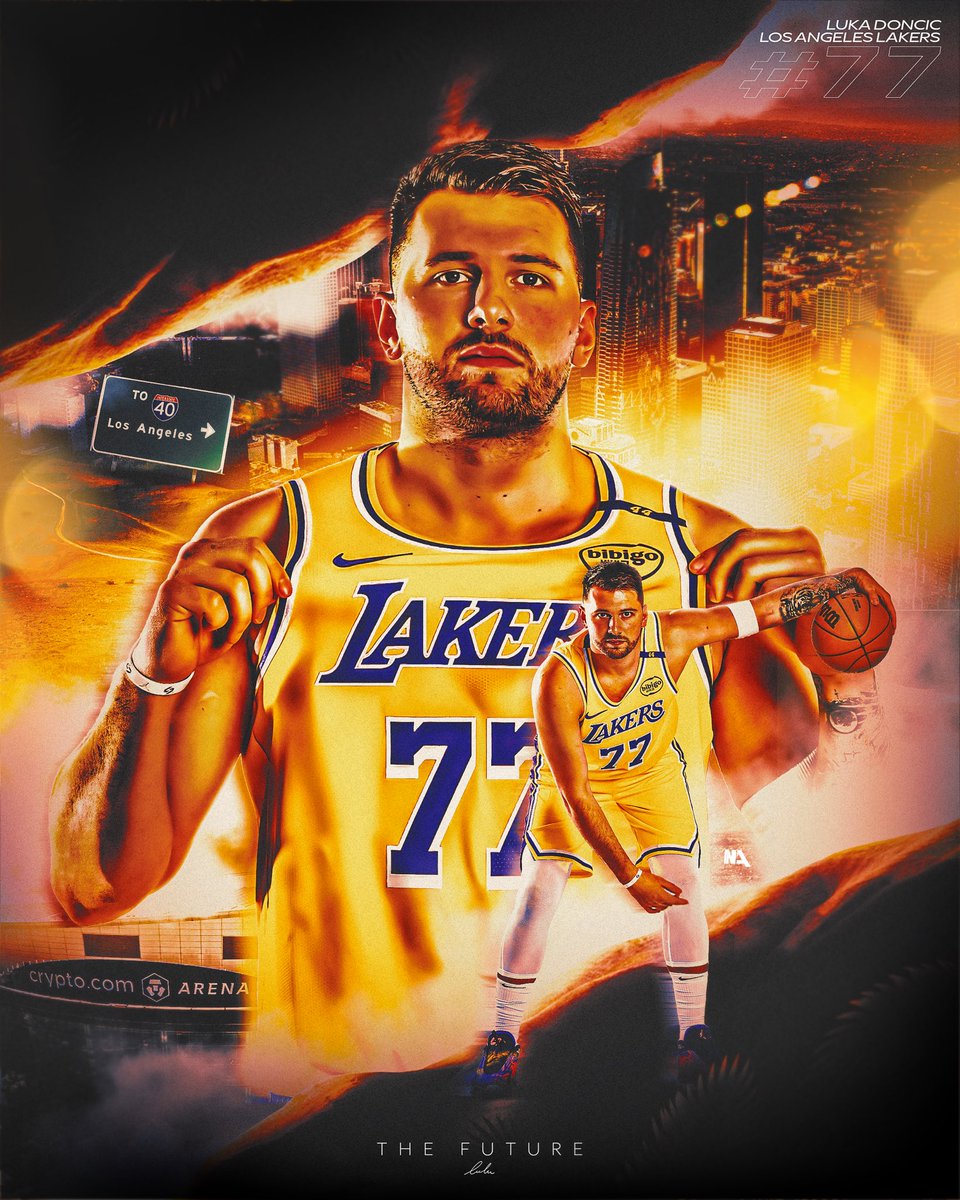 Happy Friday Los Angeles… Luka Doncic has arrived🌇 #smsports #nba #lakers #sportsdesign #sportsposters #basketball #sportsart #lukadoncic #losangeles