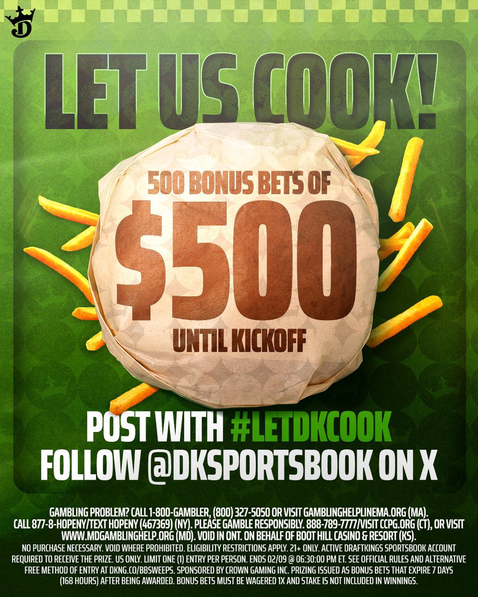 Don’t miss out on this @draftkings giveaway! Reply with your betslip and #LetDKCook and you could win part of the $250,000 in bonus bets being given away #DKPartner