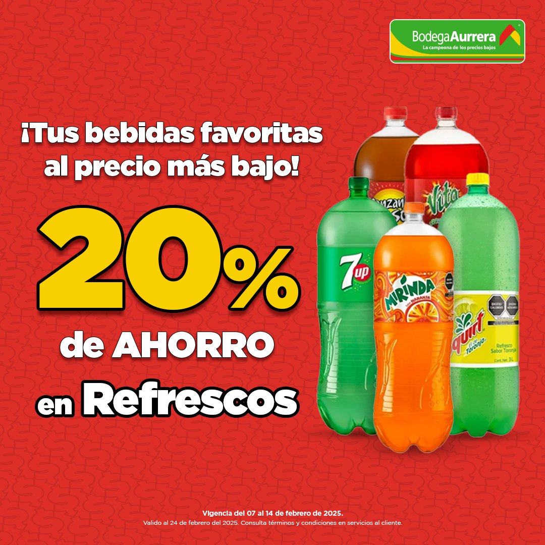 Ven a Bodega Aurrera y disfruta de tus bebidas favoritas. ¡Te esperamos con los precios más bajos! 💚🙌🏻