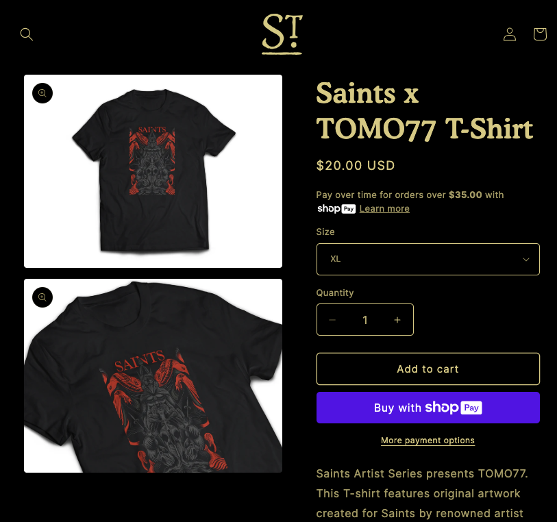 Saints ⚔️ TOMO77 Artist Series Collaboration! Tshirts available now in our new Merch Store 👉tinyurl.com/4fawmuj2
