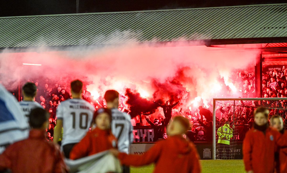 The pyro display from the Ayr support before kick-off this evening.

Click HERE to download the Arnold Clark App: bit.ly/4gpXGgr 

#Ayr | #Hibs | #ScottishCup