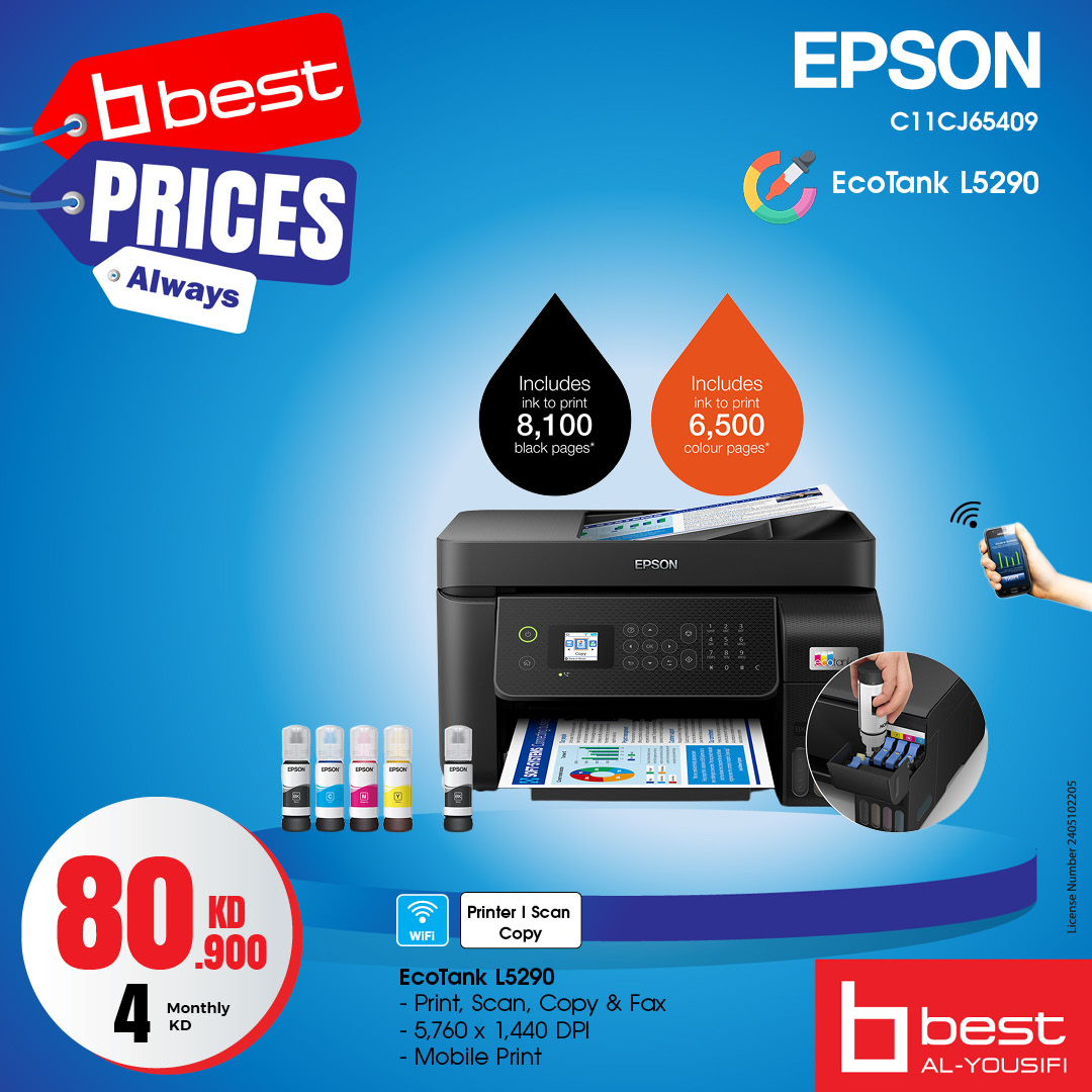 BestAlYousifi's tweet image. طباعة، مسح ضوئي، نسخ، وإرسال فاكس بكل سهولة!🚀 طابعات Epson EcoTank L3252، L3250، L3550، L5590 و L3560 توفر أداء عالي الجودة وفعال من حيث التكلفة – مع واي فاي!📑✨

متوفر أونلاين وفي المعارض.

Order now: ow.ly/AGWz50UVVHw

#Bestalyousifi #EpsonEcoTank #PrintSmart #AllInOne