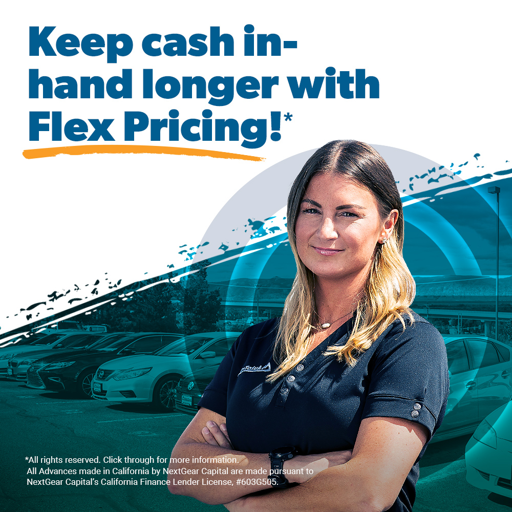 Get the flexibility you need to grow your business with Flex Pricing bit.ly/3CSLqqt! This special finance plan from NextGear Capital lets you defer principal paydowns, interest, and certain fees on every car you floor. So why wait? Get your floor plan flexing today!