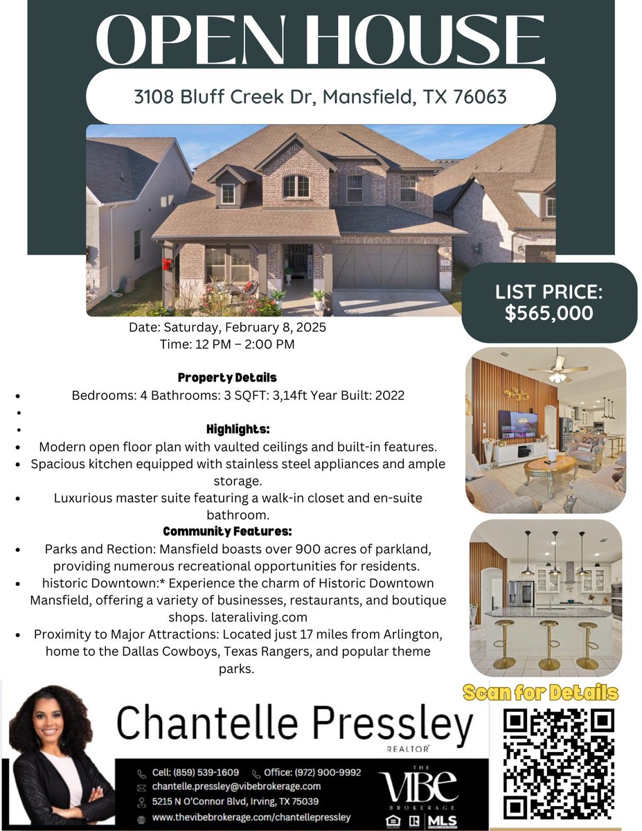 Open House Saturday FEB 8, 2025 12PM-2PM
View photos and detailed information for 3108 Bluff Creek Drive, MLS#20808741, don't miss your chance to own this hot property! chantellepressley.the-vb.com/d8rcigce