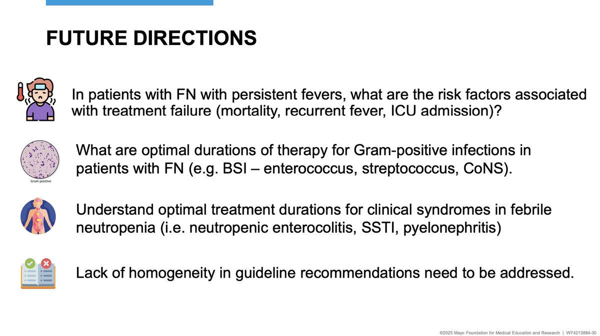 Takahiro Matsuo (Taka), MD (@takamatsuo_id) on Twitter photo Duration of Antibiotics in Neutropenic Patients with Hematologic Malignancies
Dr. Nischal Ranganath
#MayoClinicIDUpdates2025 <a href="/MayoClinicINFD/">Mayo Clinic Infectious Diseases</a> <a href="/MayoClinicAZID/">MayoArizonaID</a> #IDMedEd #IDFellow Duration of Antibiotics in Neutropenic Patients with Hematologic Malignancies
Dr. Nischal Ranganath
#MayoClinicIDUpdates2025 <a href="/MayoClinicINFD/">Mayo Clinic Infectious Diseases</a> <a href="/MayoClinicAZID/">MayoArizonaID</a> #IDMedEd #IDFellow