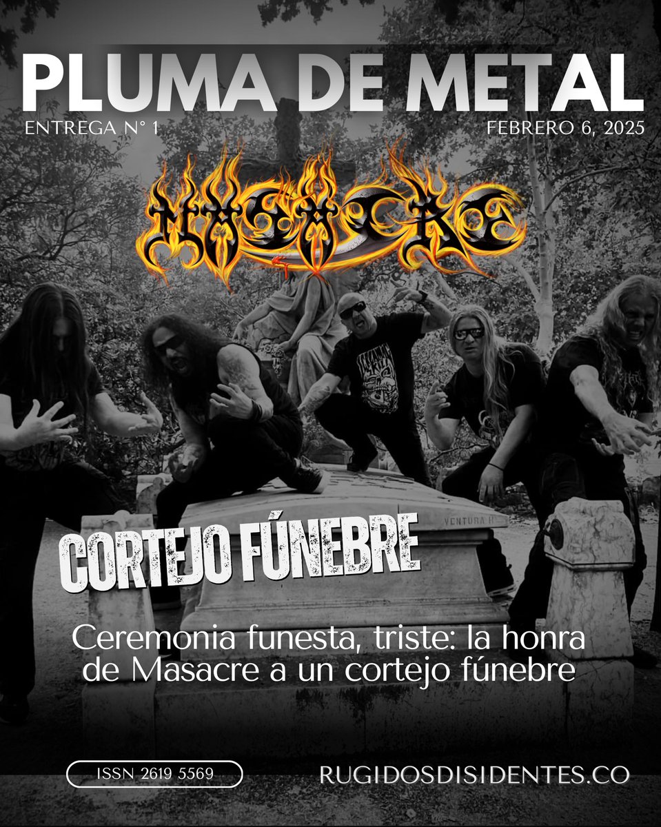 ‘Cortejo fúnebre’, una de las canciones emblemáticas de Masacre, no es la mirada solemne de quienes se despiden de la existencia; es la burla de la muerte como desfogue temporal ante una vida con plusvalía en descenso (↡↡): rugidosdisidentes.co/ceremonia-fune…

#PlumaDeMetal