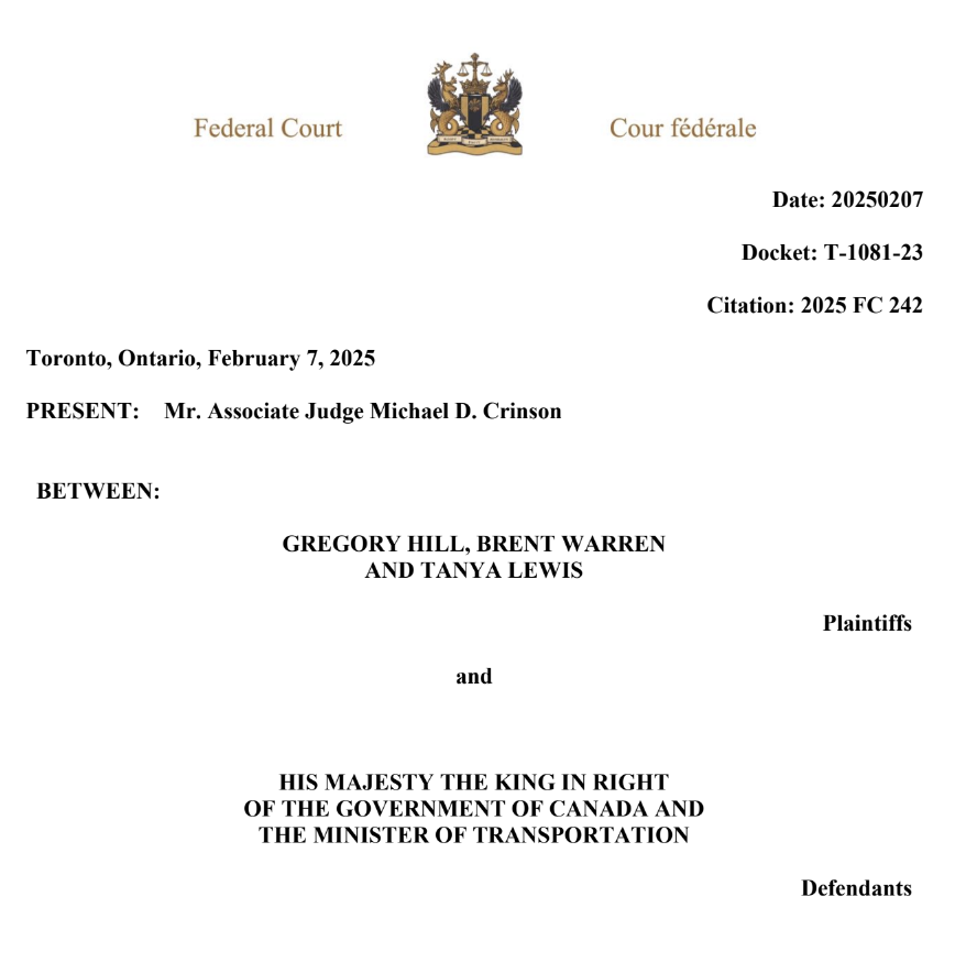 freetoflycanada's tweet photo. ⭐️BREAKING NEWS⭐️:

Representative plaintiffs in the aviation class action lawsuit have just received a favourable decision by Judge Crinson on the motion to strike, heard May of 2024:

The government's motion to strike was dismissed. 

Decision: https://t.co/Cx4BeHXQBq https://t.co/VMATQB63lU