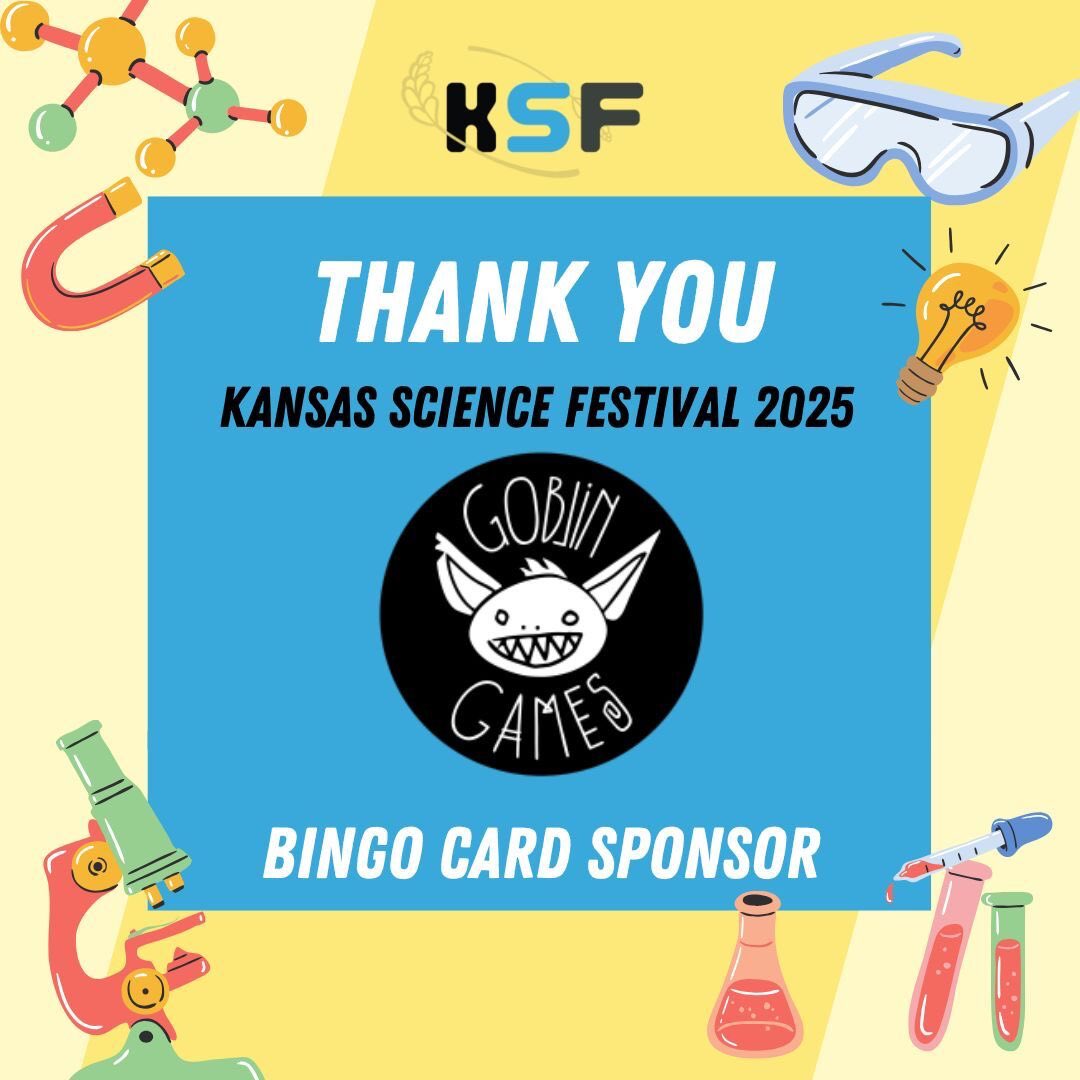 ScienceKS (@ksciencefest) on Twitter photo Thank You, @goblingamesmhk !
A huge thank you to Goblin Games for becoming one of the Bingo Card sponsors for the Kansas Science Festival 2025! Thank You, @goblingamesmhk !
A huge thank you to Goblin Games for becoming one of the Bingo Card sponsors for the Kansas Science Festival 2025!