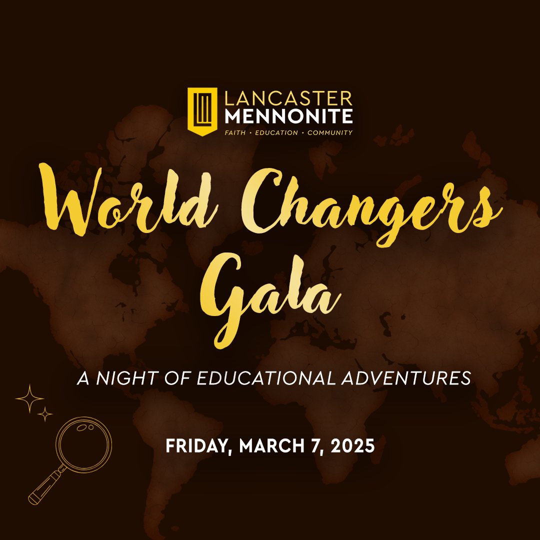 Immerse yourself in an unforgettable evening, where you’ll experience the heart and life of Lancaster Mennonite students at the World Changers Gala on March 7th! 🔎✨ Visit lancastermennonite.org/events/gala-20… to RSVP by February 21st, and join us for a fun 'Night of Educational Adventures!'