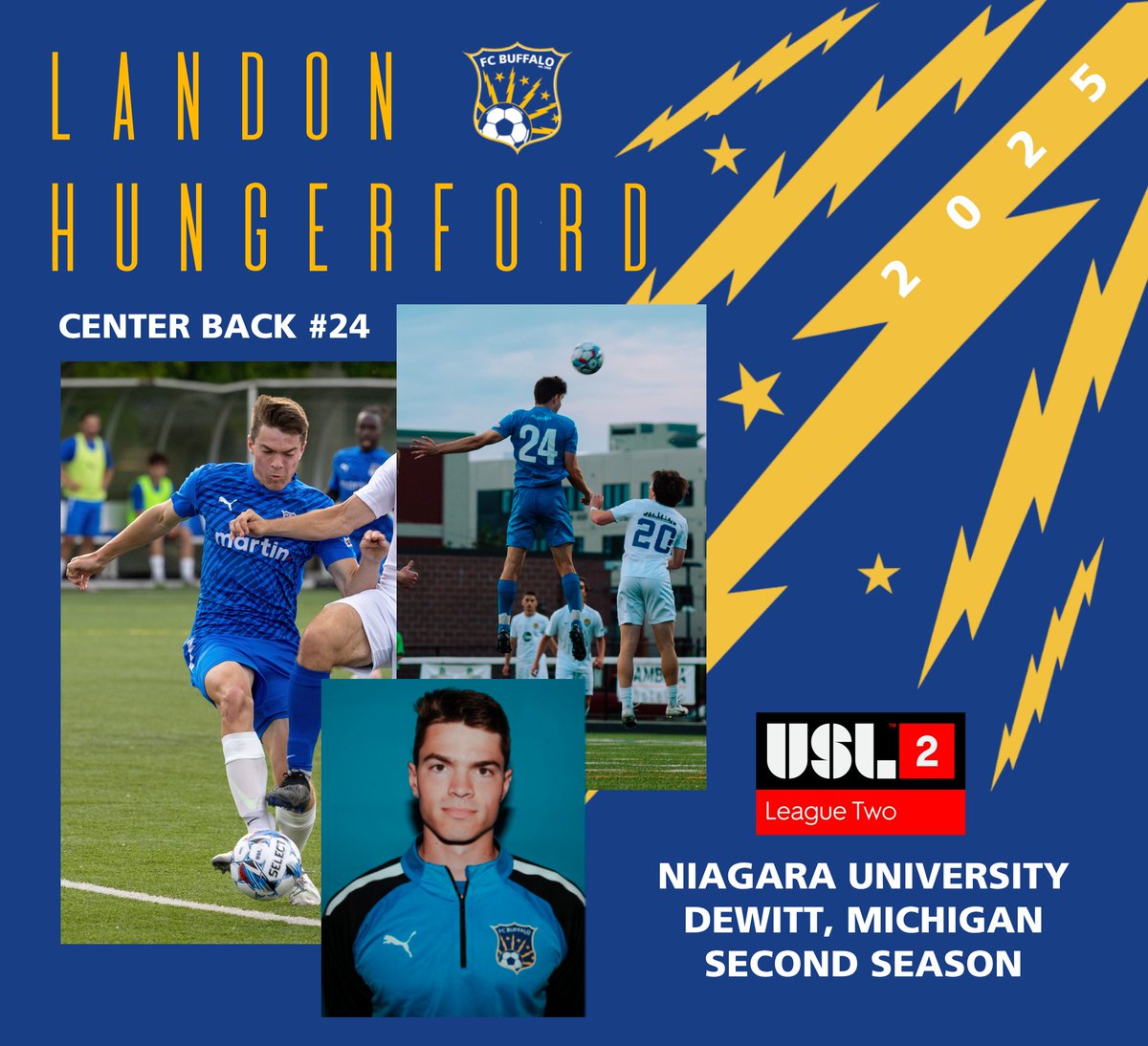 FC Buffalo (@fcbuffalo) on Twitter photo He's our hard-tackling, minute-chewing, 2024 Co-Defensive Player of the Year, and he's back for 2025.
Go on, <a href="/LandonHung3/">Landon Hungerford</a> 🟦🟨⬜️🦬
*pending league and federation approval He's our hard-tackling, minute-chewing, 2024 Co-Defensive Player of the Year, and he's back for 2025.
Go on, <a href="/LandonHung3/">Landon Hungerford</a> 🟦🟨⬜️🦬
*pending league and federation approval