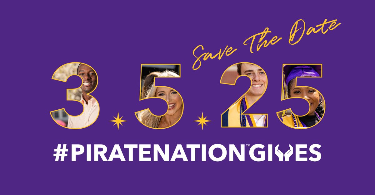 We're less than a month away from #PirateNationGives! We have several exciting challenges this year, including some fun activities and giveaways in the Mamie Jenkins building that day! 

Stay tuned for more!  👀