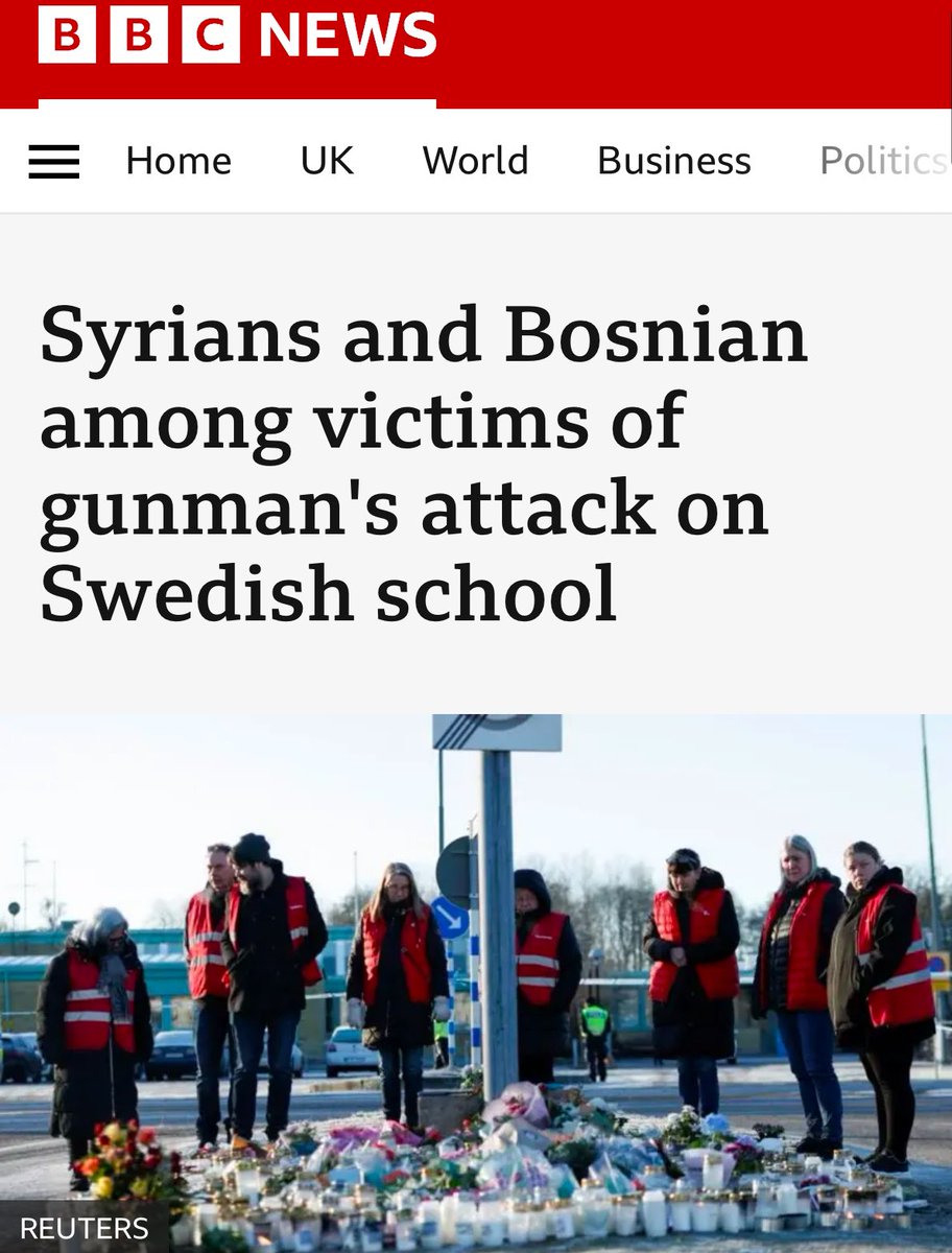 The Sweden school shooter was a white Swede.

A Syrian and a Bosnian were among his victims.