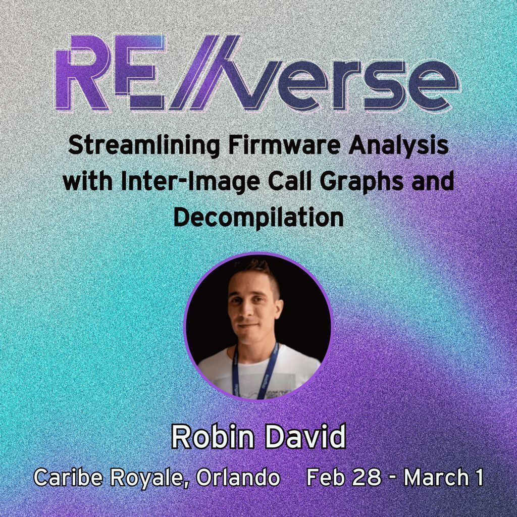 REverseConf's tweet image. Streamline firmware analysis with inter-image call graphs! Robin David (@RobinDavid1) showcases graph-based methodologies for mapping cross-binary dependencies and integrating decompiled code. Expand your reversing toolkit. re-verse.sessionize.com/session/783646  #REverse2025 #FirmwareAnalysis…