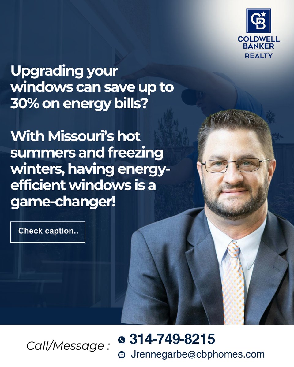 JasonR_Realtor's tweet photo. Want to save $$ on utility bills? 💰 Upgrading to energy-efficient windows can cut energy costs by up to 30%! Stay comfy all year &amp; boost your home value! 🏡 #HomeTips #StLouisRealEstate https://t.co/1DPIJScTw8