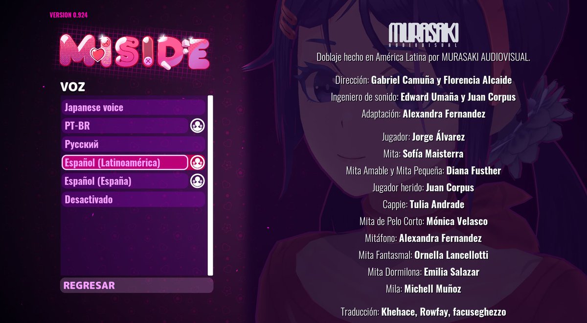 Voy a dejar esto por aquí antes de que se me olvide 💜😭
Muchas gracias de verdad al equipo de <a href="/MurasakiVisual/">Murasaki AudioVisual 👾</a> por confiarme la codirección oficial del juego.
Es un experiencia que voy a atesorar por ser mi primer proyecto dirigido oficialmente💜
