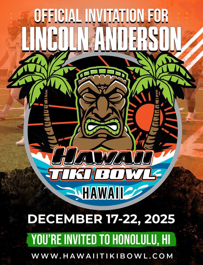 Lincoln Anderson 4.5⭐️ (@ljanderson54) on Twitter photo Thank you Coach <a href="/FillippSAU/">Vince Fillipp</a> for the invite to the Hawaii Tiki Bowl!
<a href="/RecruitHoover/">#RecruitHoover</a> <a href="/BucsFootball/">Hoover Bucs Football</a> <a href="/coachharrell3/">Austin Harrell</a> <a href="/coachCEnglish/">Coach English</a> <a href="/XLongSnapping/">X Long Snapping</a> Thank you Coach <a href="/FillippSAU/">Vince Fillipp</a> for the invite to the Hawaii Tiki Bowl!
<a href="/RecruitHoover/">#RecruitHoover</a> <a href="/BucsFootball/">Hoover Bucs Football</a> <a href="/coachharrell3/">Austin Harrell</a> <a href="/coachCEnglish/">Coach English</a> <a href="/XLongSnapping/">X Long Snapping</a>