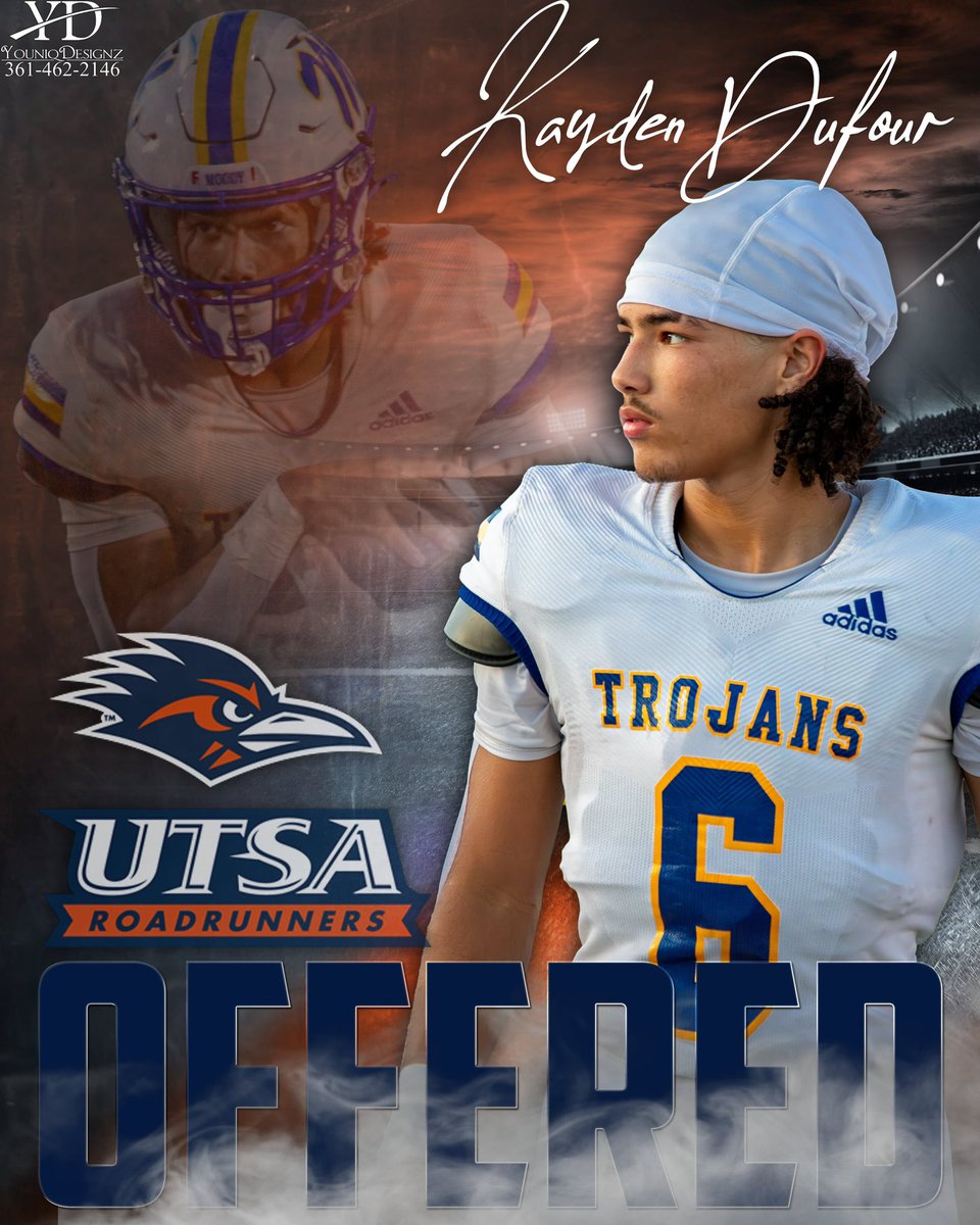 Kayden Dufour (@kayden_dufour) on Twitter photo After a great conversation with @coachtimyoder I am blessed to receive my first offer from UTSA!
#BirdsUp🤙🏾
@bdammone @rivalsjavi @utsarivals @coachmcantu @coachjohnson_10 @gpowersscout <a href="/samspiegs/">Sam Spiegelman</a> After a great conversation with @coachtimyoder I am blessed to receive my first offer from UTSA!
#BirdsUp🤙🏾
@bdammone @rivalsjavi @utsarivals @coachmcantu @coachjohnson_10 @gpowersscout <a href="/samspiegs/">Sam Spiegelman</a>