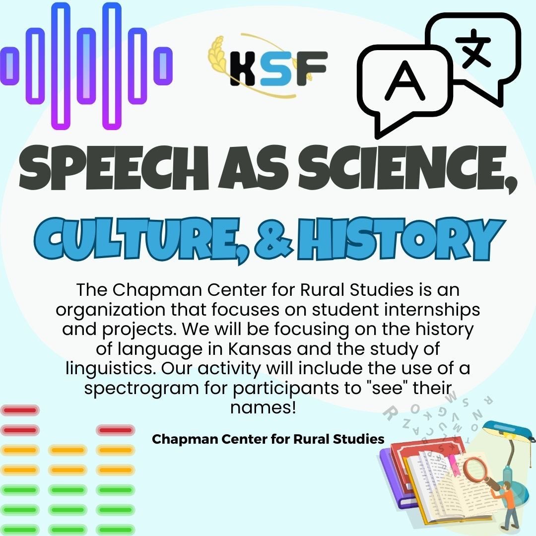 ScienceKS (@ksciencefest) on Twitter photo Find <a href="/ChapmanCenter1/">Chapman Center for Rural Studies</a> at @manhattanpublib on April 26th to see your name come to life through a spectrogram, a tool that transforms sound waves into stunning visual patterns! Find <a href="/ChapmanCenter1/">Chapman Center for Rural Studies</a> at @manhattanpublib on April 26th to see your name come to life through a spectrogram, a tool that transforms sound waves into stunning visual patterns!