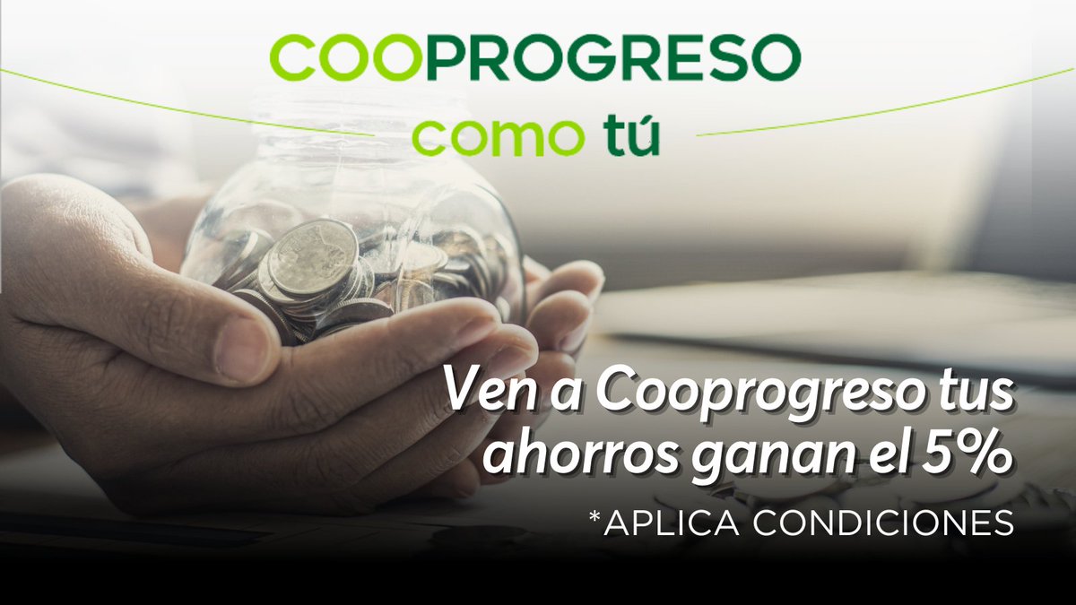 cooprogreso_ec's tweet photo. Ven a Cooprogreso y gana hasta el 5% de Interés en tu cuenta de Ahorro, para nuevas o existentes. *Aplica condiciones según monto depositado. Haz clic aquí para obtener más información: https://t.co/MmmOhlUX9g
#Cooprogreso #Ahorrador #ComoTú https://t.co/Wsv5FNQYpN