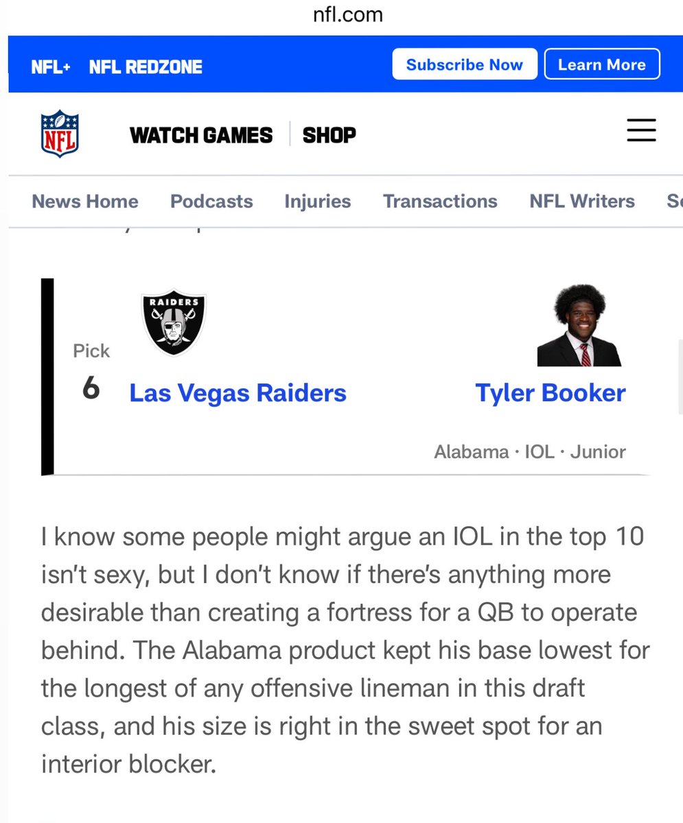 3THWENT's tweet photo. Just saw this mock draft… they have the Raiders taking interior OL Tyler Booker while Will Johnson, Shedeur Sanders, Mason Graham, AND Tetairoa McMillan are still on the board?! 👀😮 #RaiderNation https://t.co/suRXRW5DFy