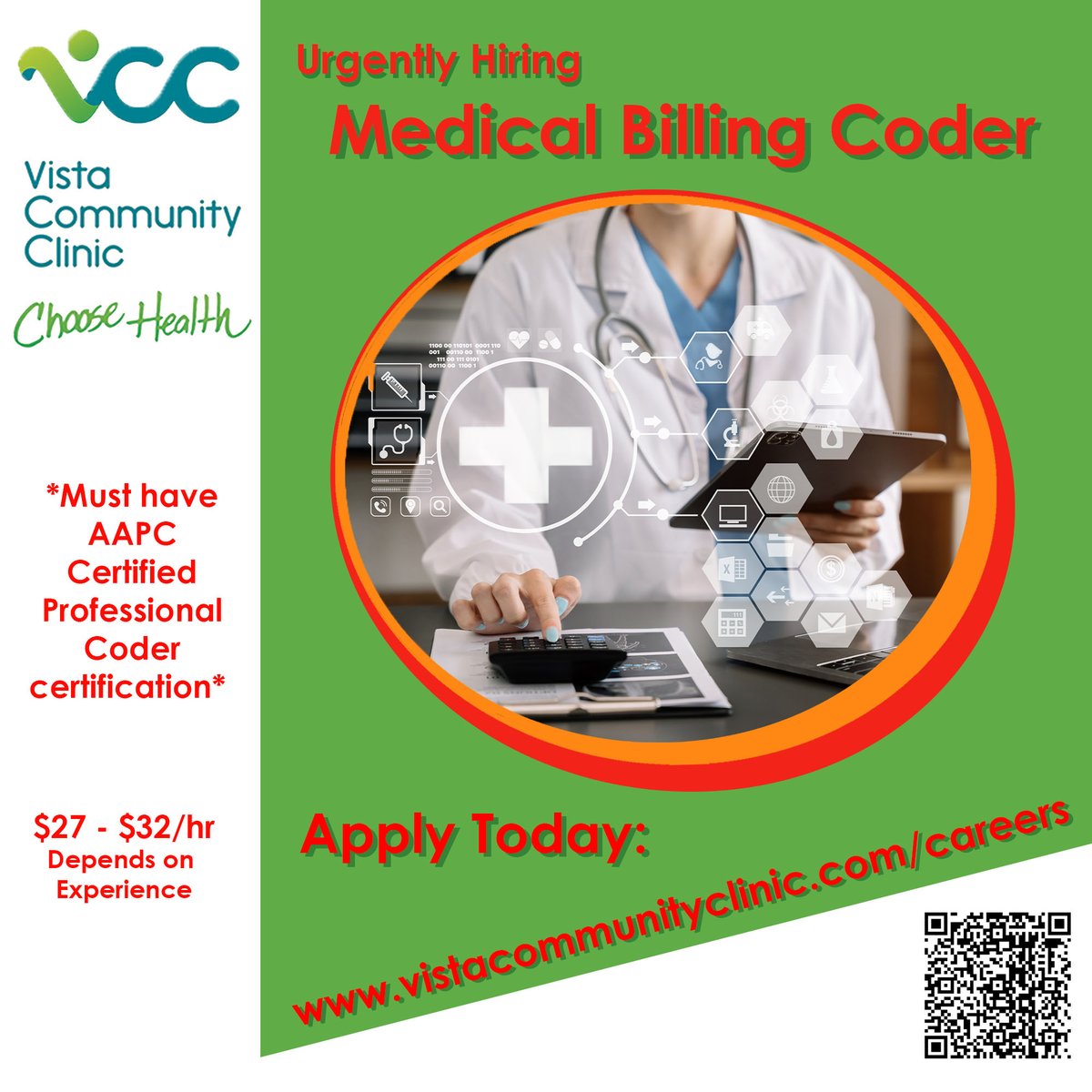 Join our team. Vista Community Clinic is hiring! Click on the link below to see all our open positions and apply today! …ortaln-vistacommunityclinic.icims.com/jobs/4447/medi… Vista Community Clinic is an Equal Opportunity Employer. #VCC #ChooseHealth #HiringNow #HealthcareCareers