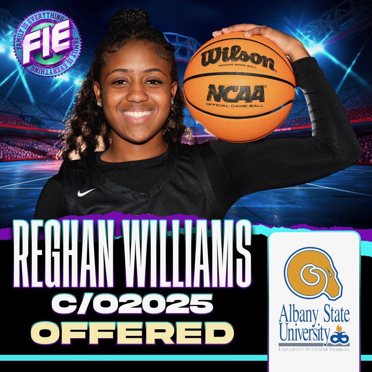 Another one of our Day 1s just secured the bag! 🙌🏽🏀 Congratulations to Reghan Williams on your offer from Albany State University! Your hard work, dedication, and passion for the game keep inspiring us all. Keep shining, Reghan! ✨#FIEFamily #Day1 #HardWorkPaysOff