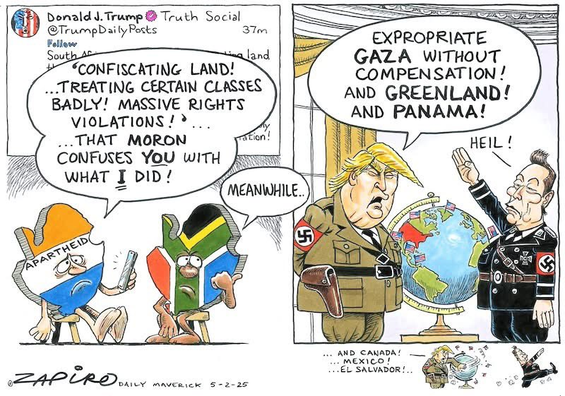UnathiAfrika's tweet photo. @MarioNawfal Hey Mario, how about you post this cartoon from South Africa by one of the top cartoonists from over here? Very telling, isn't it? https://t.co/gM5ViDa9zX