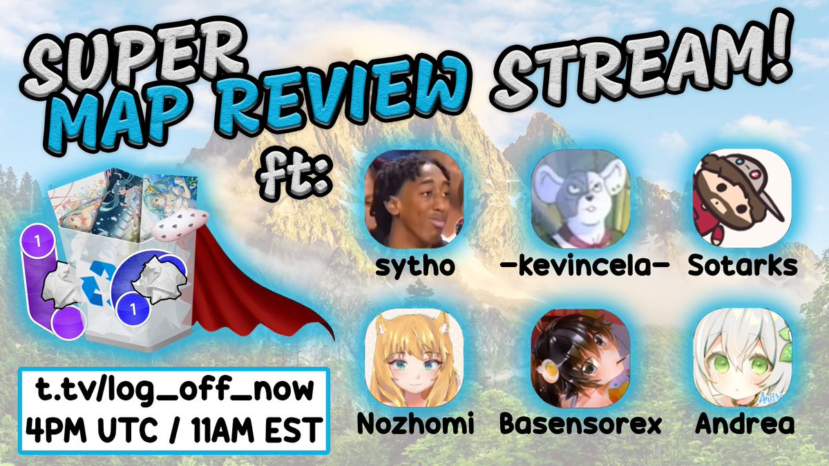 HEY CHAT - i'm hosting the best map review stream you've seen in your life TOMORROW to celebrate hitting the Twitch Plus Goal! featuring some of your FAVOURITE osu mappers and streamers - i hope to see you there!