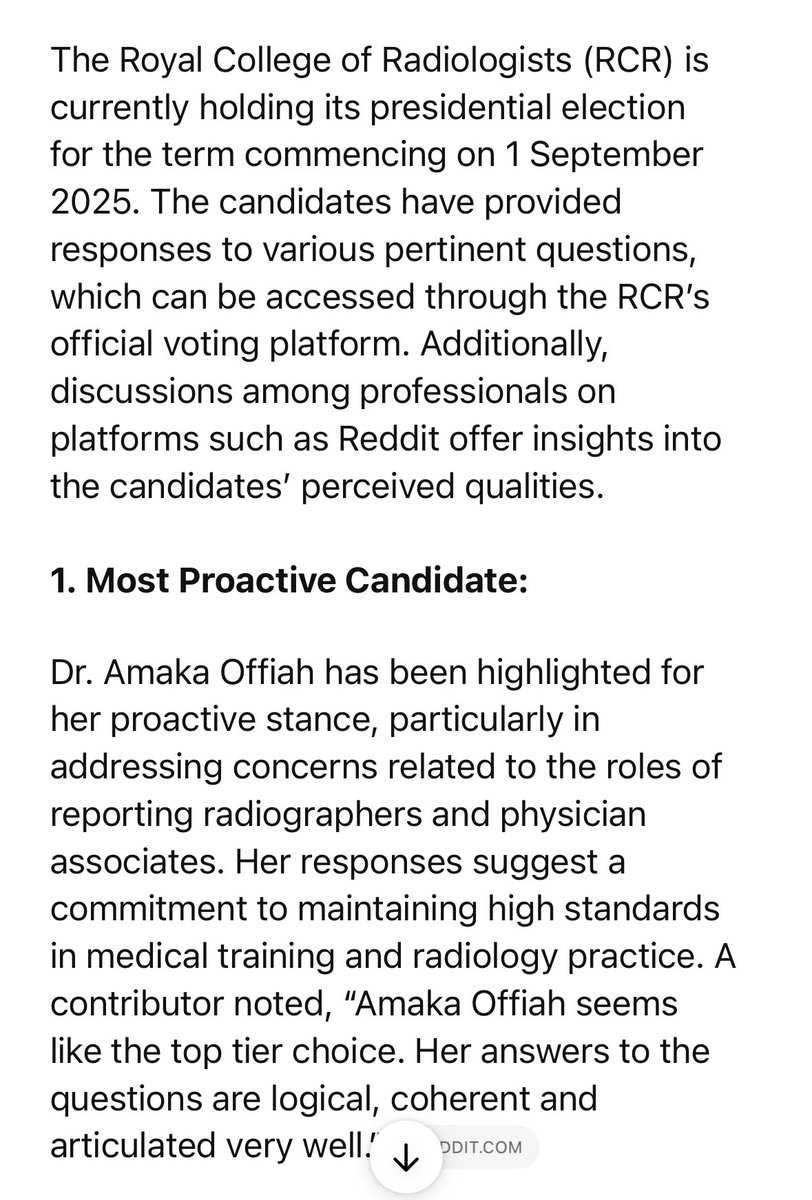 JatinderHayre_'s tweet image. And here is the unequivocal answer, utilising the power of ChatGPT: 

@ACOffiah is the candidate @RCRadiologists desperately needs!

🧵2/3