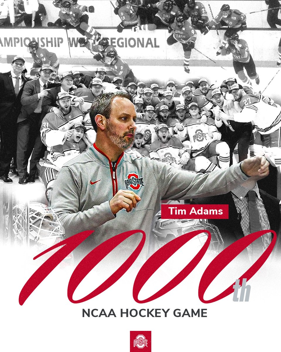 🏒 🏒  Stick taps to Buckeye equipment manager Tim Adams, who worked game 1️⃣0️⃣0️⃣0️⃣ tonight!

#GoBucks | <a href="/t_j_adams/">Tim Adams</a>