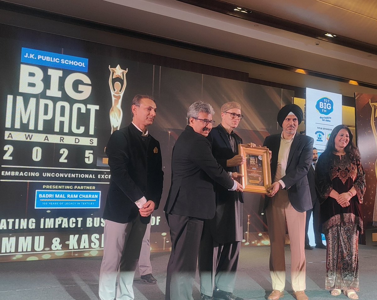 Directorate Of I&C,Jammu (@indcom_dirjammu) on Twitter photo Proud moment for JK Industries! Commissioner Secretary Sh Vikramjit Singh honored by Hon'ble CM of J&K for driving industrial growth and creating transformative impact at the Big Impact Awards. "Congratulations <a href="/ManhasArun/">ARUN</a> for being a catalyst 4 progress
<a href="/diprjk/">Information & PR, J&K</a>
<a href="/DPIITGoI/">DPIIT India</a> Proud moment for JK Industries! Commissioner Secretary Sh Vikramjit Singh honored by Hon'ble CM of J&K for driving industrial growth and creating transformative impact at the Big Impact Awards. "Congratulations <a href="/ManhasArun/">ARUN</a> for being a catalyst 4 progress
<a href="/diprjk/">Information & PR, J&K</a>
<a href="/DPIITGoI/">DPIIT India</a>