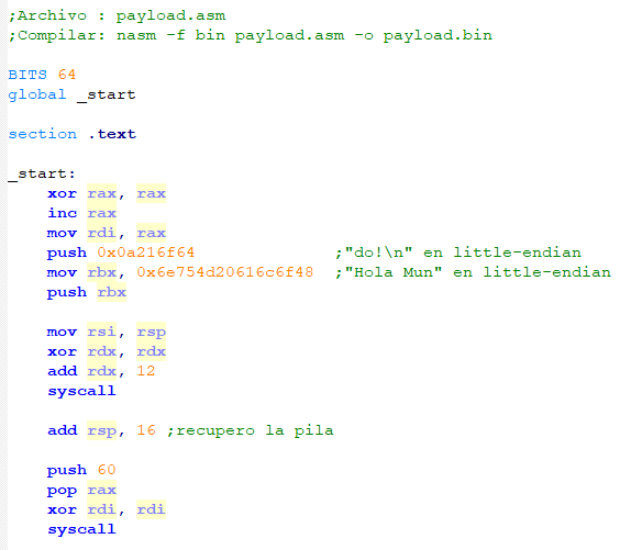 pithase's tweet photo. [ Truco ] Ejecutar y probar los payload, sin la necesidad de obtener los opcodes.  

gmg@server:~/asm/x$ ./loader payload.bin
Hola Mundo!

#ensamblador #assembly #x64 #linux #loader #payload https://t.co/7eqSfiSOfn