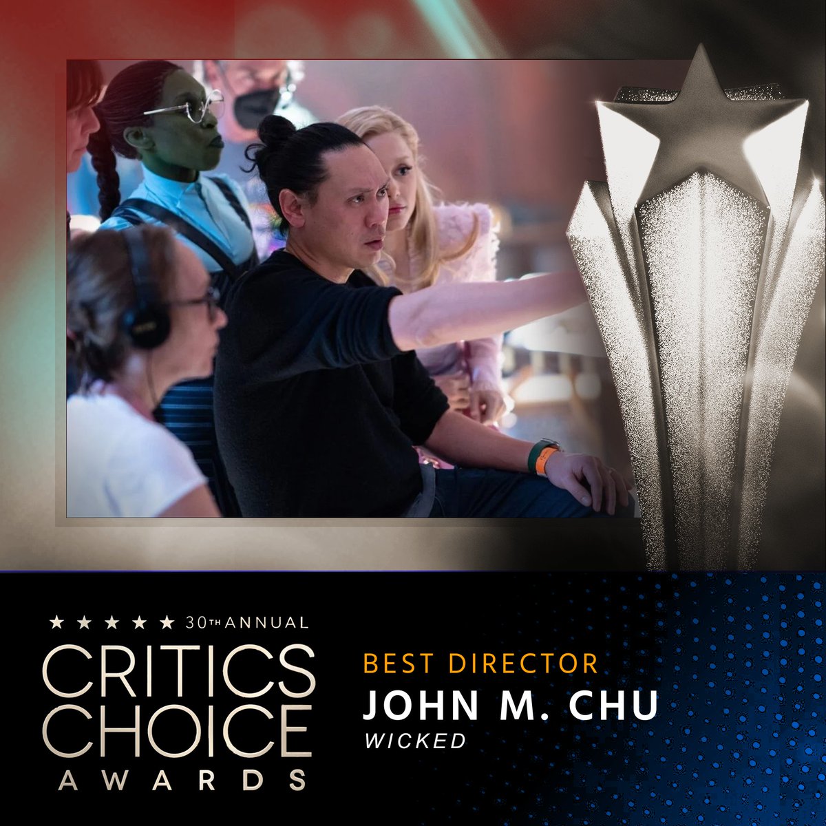 Critics Choice Awards (@criticschoice) on Twitter photo Congratulations to John M. Chu, winner of the Critics Choice Award for Best Director. #CriticsChoice #CriticsChoiceAwards #Wicked
<a href="/eentertainment/">E! Entertainment</a> Congratulations to John M. Chu, winner of the Critics Choice Award for Best Director. #CriticsChoice #CriticsChoiceAwards #Wicked
<a href="/eentertainment/">E! Entertainment</a>