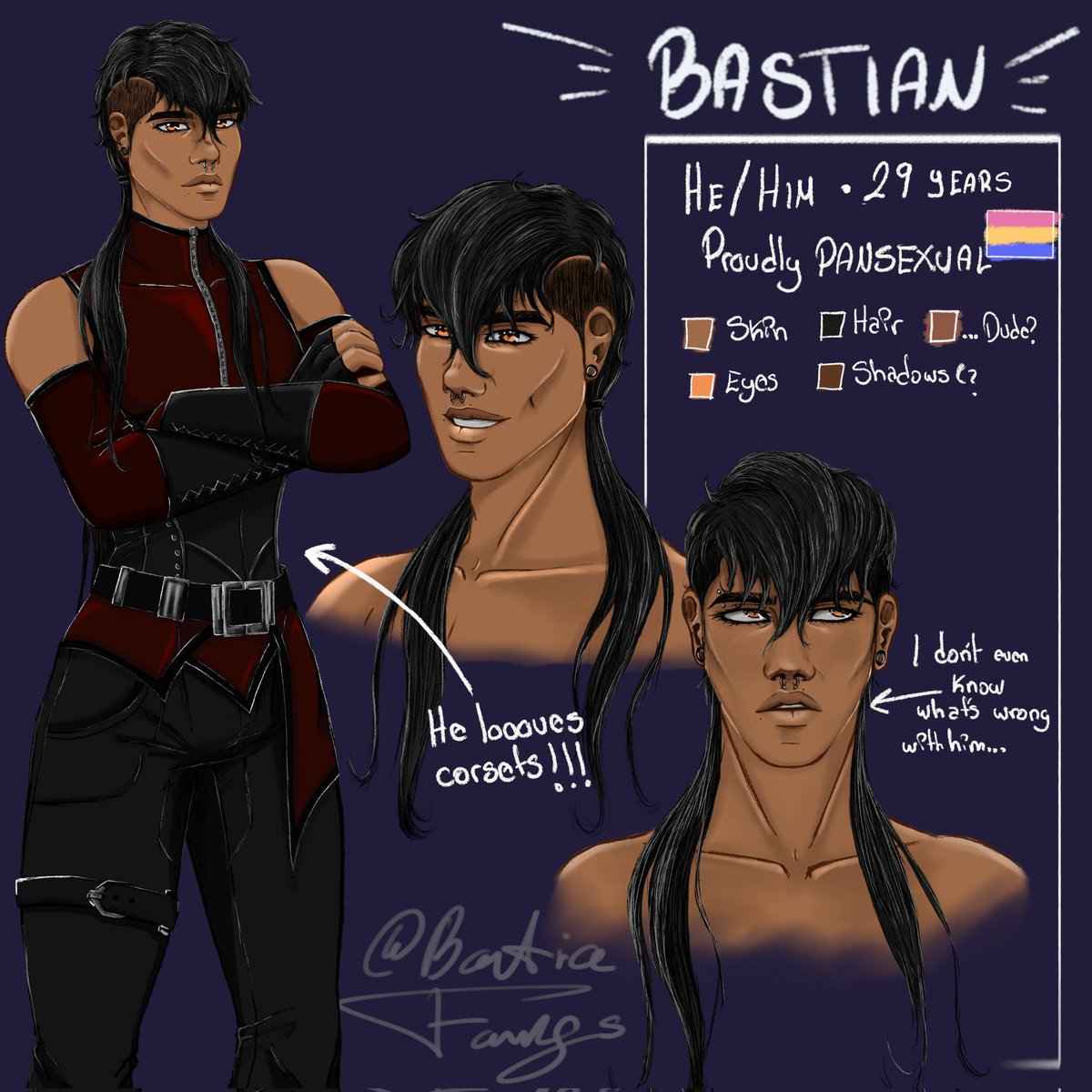 L3onissfangs's tweet photo. This is... My self!!! Bastian!! or "Basty" 
It's basically my arcane version of myself hahahaha 

#characterdesign
#digitalpainting #digitalart #selfart #selfship #darkfantasyart #arcane https://t.co/i9XPEqa0xY