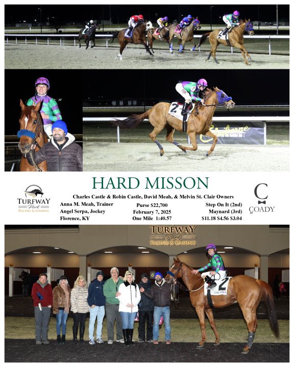 Winner winner! 💥 Congratulations to the connections of HARD MISSION who won <a href="/TurfwayPark/">Turfway Park Racing & Gaming</a> tonight! Big thank you to jockey <a href="/angelserpa4/">Angel Serpa</a> and the entire AMR Team #thepinkM Every win is a fun one 🙏🏼🏇🏼🏆🥇🍩 <a href="/KurtisCoady/">Kurtis Ryan Coady</a> 📸
