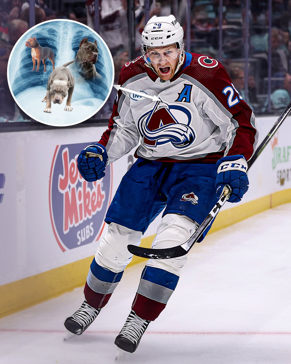 Avalanche's tweet photo. Nathan MacKinnon has three points on three goals...in only the first period...

#GoAvsGo https://t.co/mKyVgOl8DY
