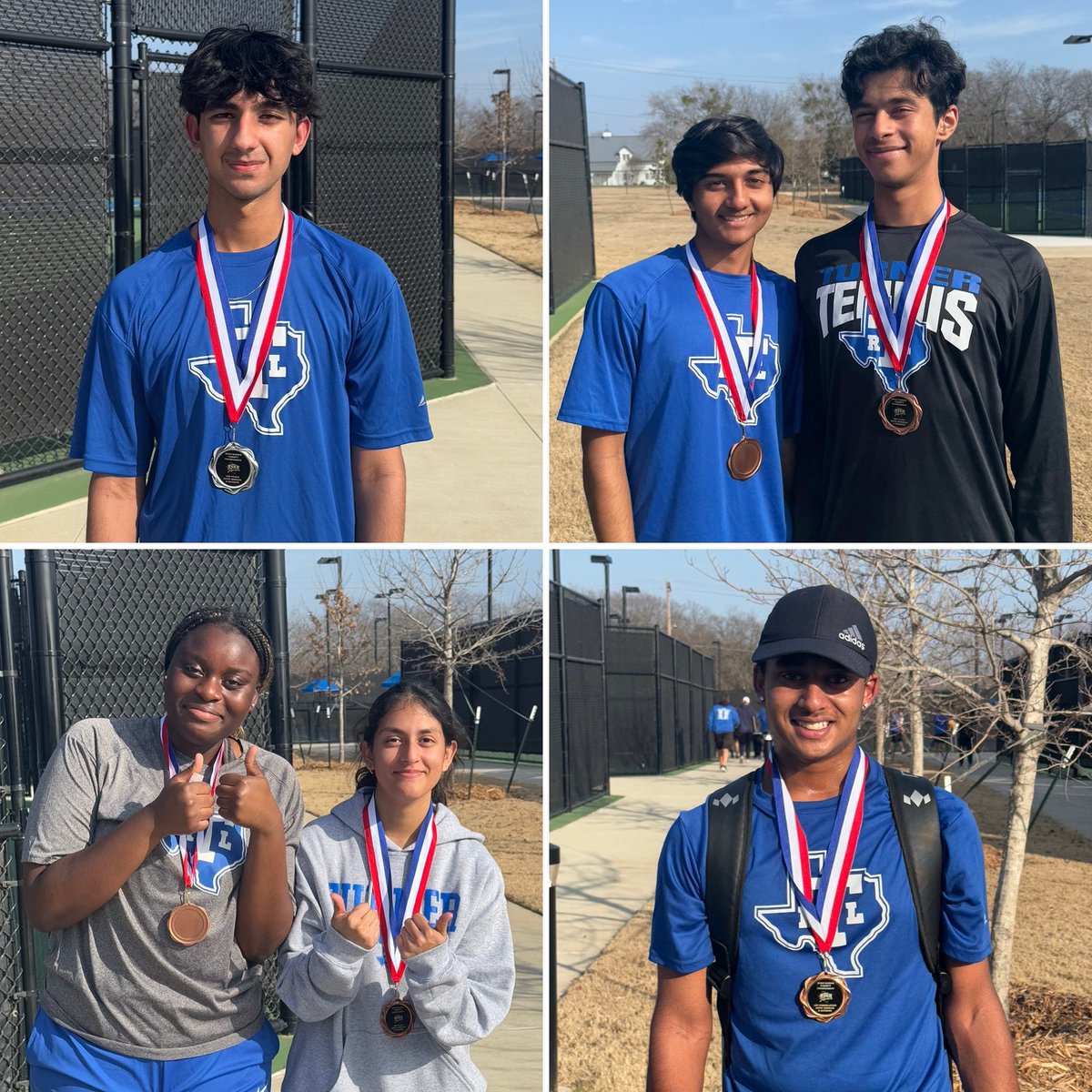 RLT_Tennis's tweet photo. Congrats to these Lions on a strong start to the Spring Season! Went out to Denton Ryan and came back with some medals. 

Soham - 2nd Place BS
Precious &amp; Maria - 3rd Place GD
Kaushik &amp; Rayaan - 3rd Place BD
Rinika &amp; Vyom - 4th Place MD
Moksh - Cons Winner BS

#4P #DoWork #RWTB https://t.co/GWK4UgWzEc