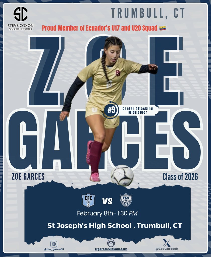 SteveCoxonCSN's tweet photo. 🚨VENUE CHANGE🚨
Coaches note that Zoe's game tomorrow has been moved to St. Joseph's High School in Trumbull, CT. The game will now take place at 1:30 PM.
#CFCole #EcuadorU20 #EcuadorU17🇪🇨 https://t.co/jHUY0sYIzp