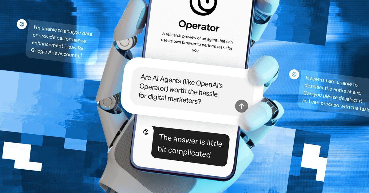 openmoves's tweet photo. ChatGPT Operator - can it actually automate work in Google Ads, Google Analytics, or other major media platforms? We tested its capabilities, compared it to other AI tools, and explored its potential for PPC automation. Here’s what we found: https://t.co/bwYbTDCZ3L https://t.co/8UKdOPxTXv