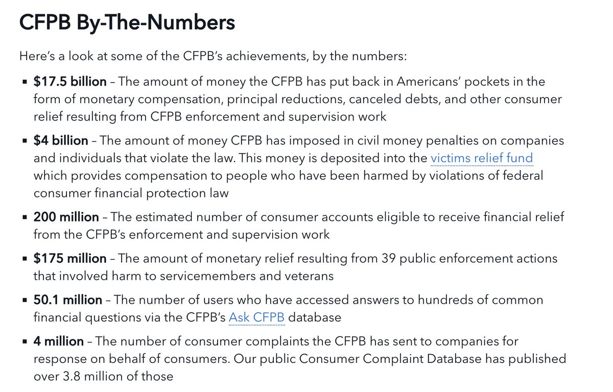 jonlovett's tweet image. A unelected billionaire bragging about trying to kill CFPB - a government agency created by Congress (and that only Congress can eliminate) 
- that exists to protect consumers against fraud and abuse by big financial institutions
- And that has been VERY SUCCESSFUL at doing…