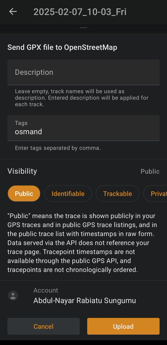 _Hijab_Girl1's tweet image. Day 7 of 28 days Mapping Challenge 🗺️
Added a track to boost my gps traces using the @osmandapp 
@OSMGhana
#28DaysMapping Challenge #OSM #MapWithLove #MapChallenge #28for28 #OSMGhana