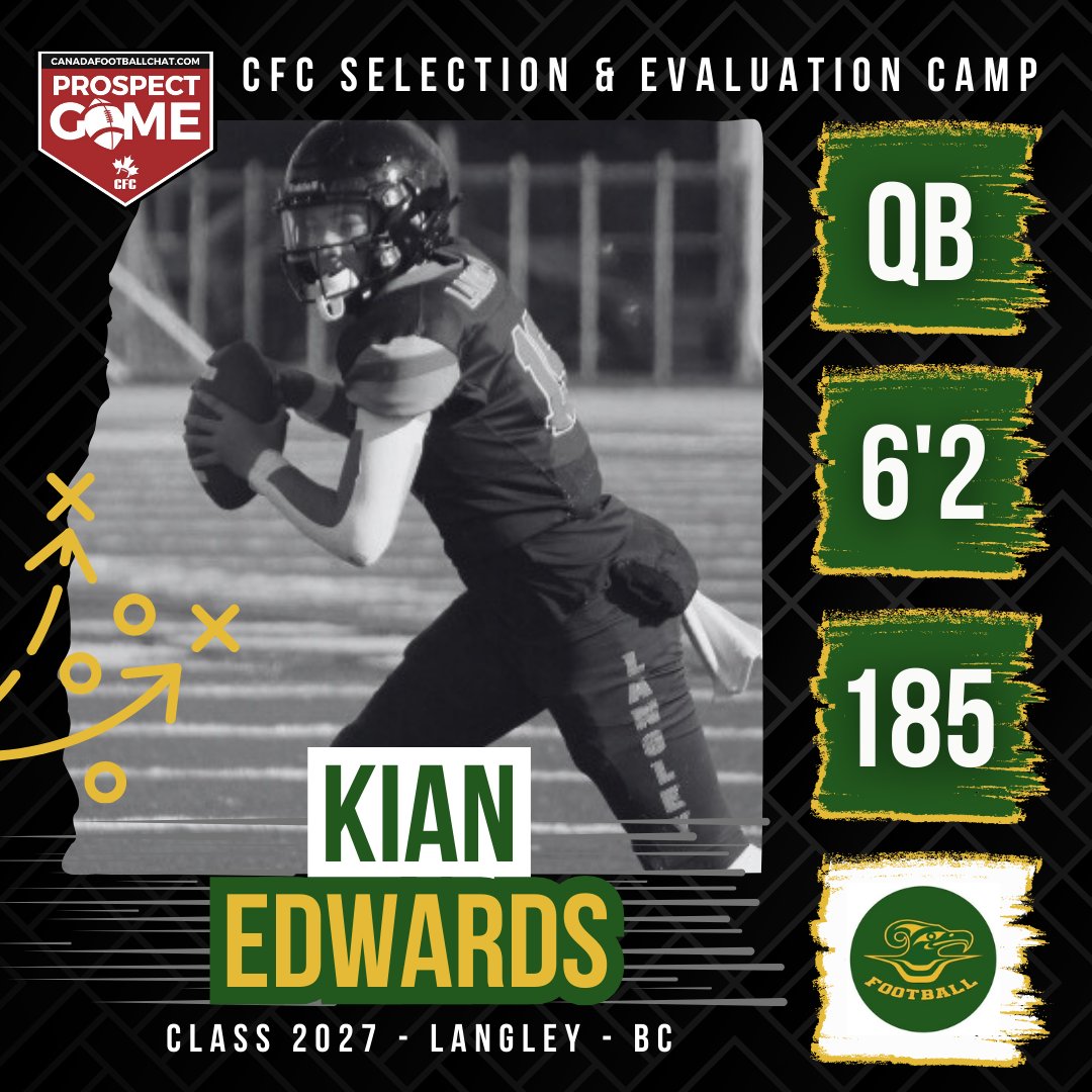 CFC CAMP SPOTLIGHT 💯➡️ t.ly/Vi48t

👤 QB @kianedwardsfb
🎓 Class 2027
🏫 Langley Secondary
📍 Langley, BC
🏈 Surrey Selection/Evaluation Camp

"I’m already a huge threat in the passing game but if I can just elevate my rushing capabilities, it will be very dangerous